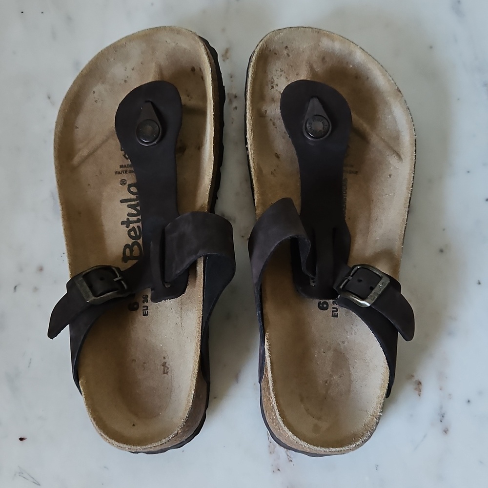BIRKENSTOCK X BETULA:  Brown Nubuck Leather Sandals